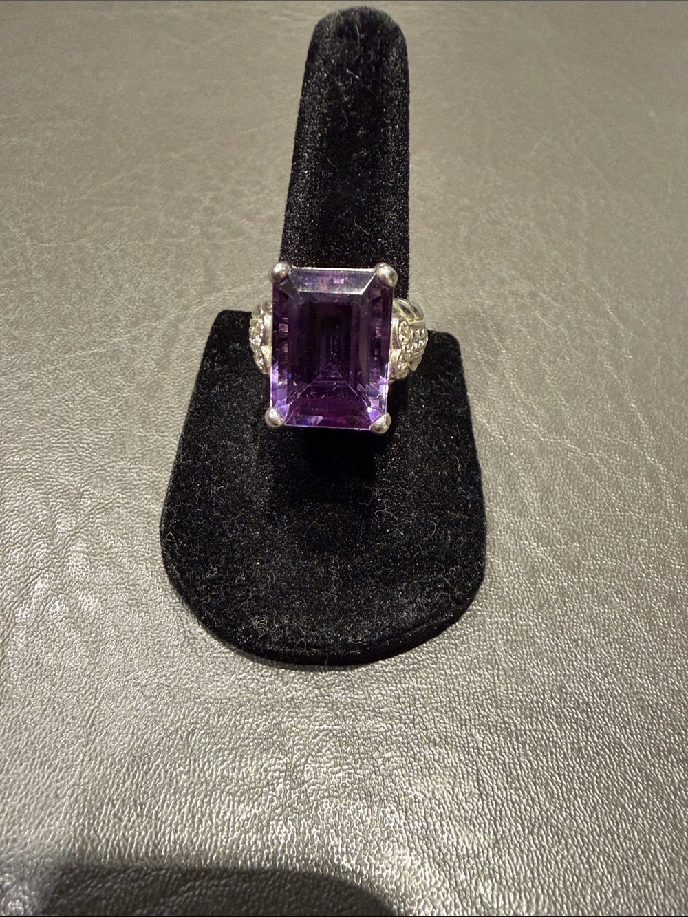 Judith Ripka Silver Ring with Emerald-Cut amethyst